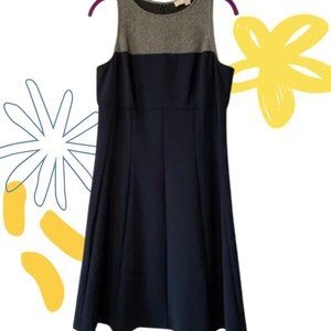 LOFT Two-Tone Grey Navy Blue A-Line Sleeveless Dress Size 6